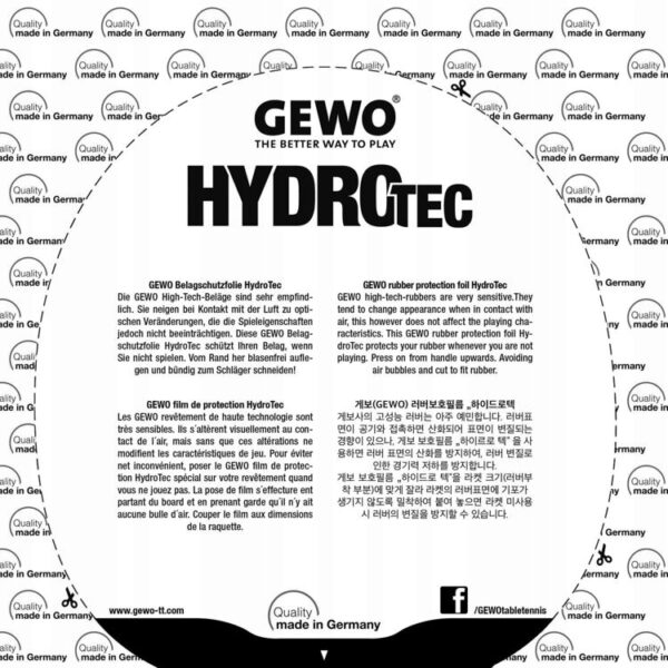 FOLIA OCHRONNA z klejem na rakietkę do TENISA STOŁOWEGO pong ponga GEWO