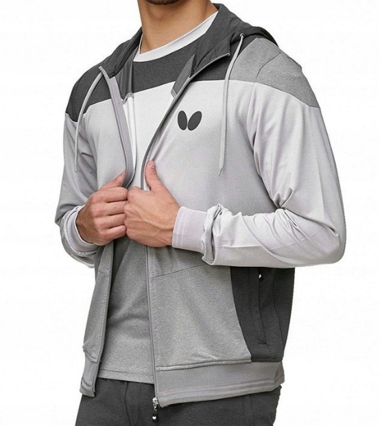 BLUZA do TENISA STOŁOWEGO ping ponga BUTTERFLY XL Hooded Jacket MITO szara