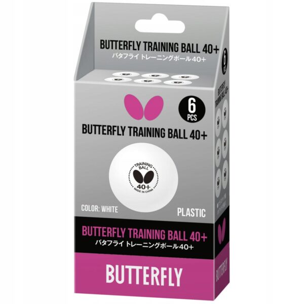 PIŁECZKI BUTTERFLY DO TENISA STOŁOWEGO ping ponga treningowe 6 szt. białe